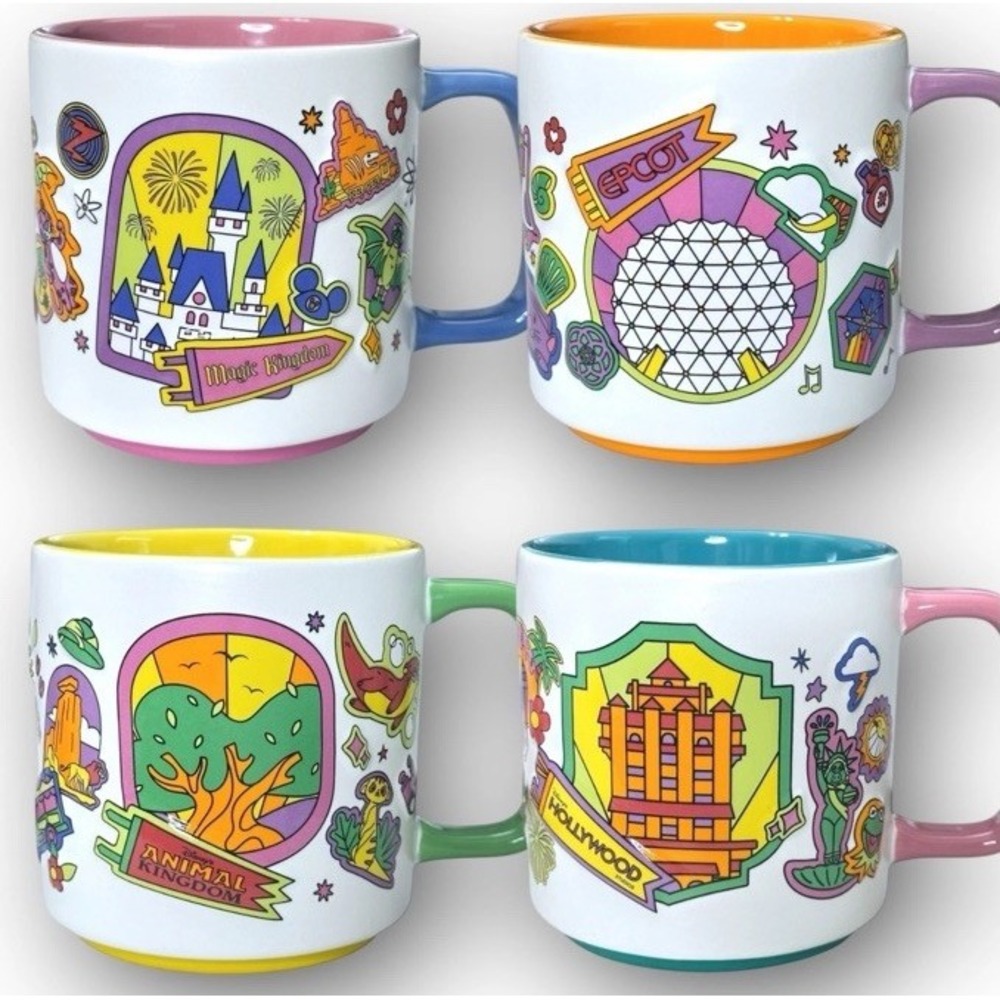 2025 Disney Starbucks Landmarks Four Parks AK MK EPCOT HS Coffee Mug Set Of 4